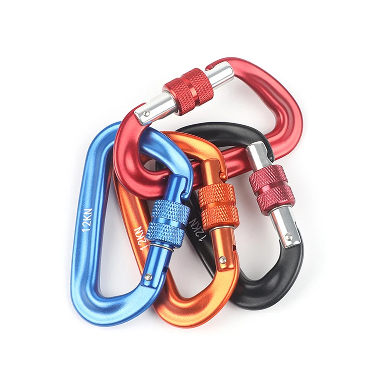 Wholesale 12KN Safety Rock Climbing Camping Carabiner 7075 Wire Gate Aluminium Waterproof Snap Hook