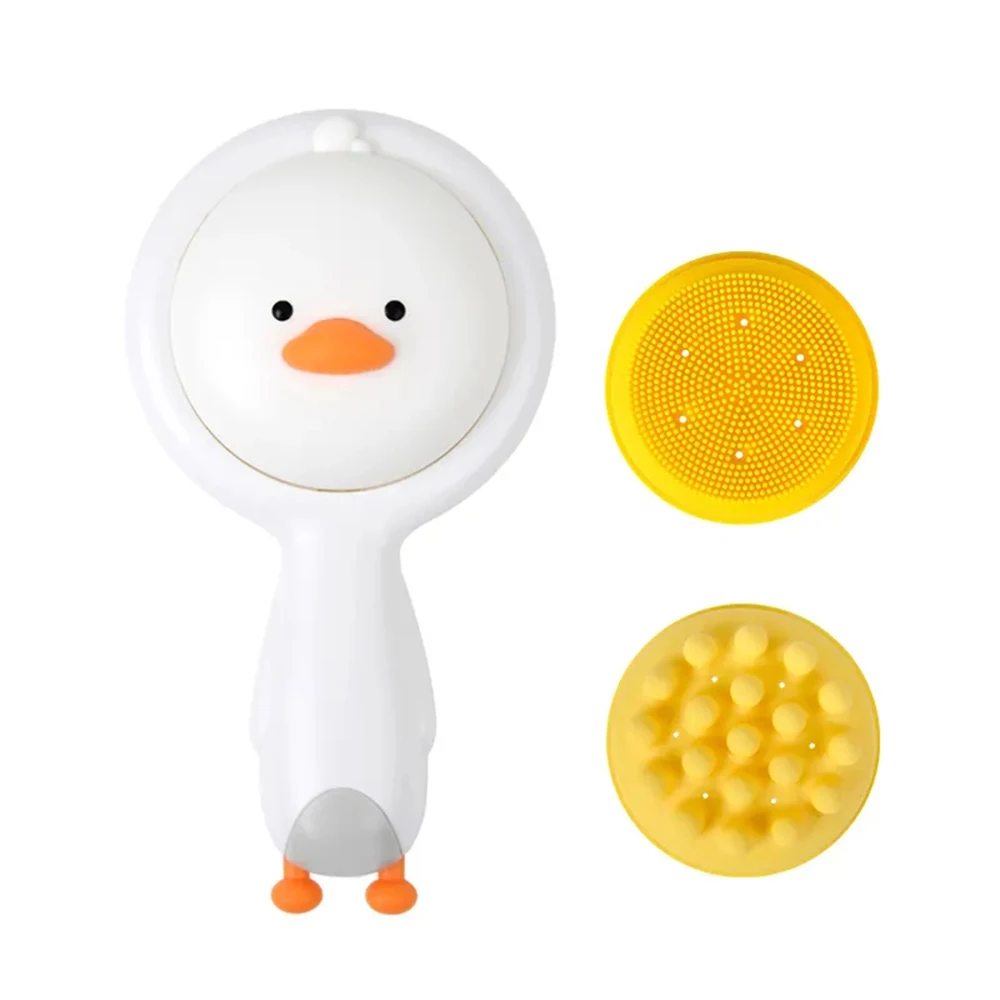 Funny baby bath cute duck soft glue brush head hair rubber massage comb toy