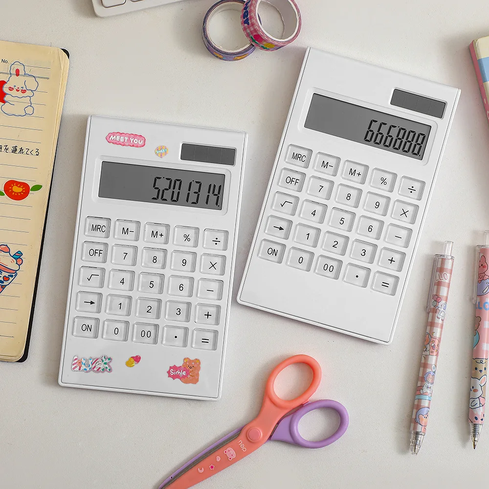 Small Portable Standard Calculator 12 Digit - Dual Power Handheld Desktop Calculator with Large LCD Display and Sensitive Button