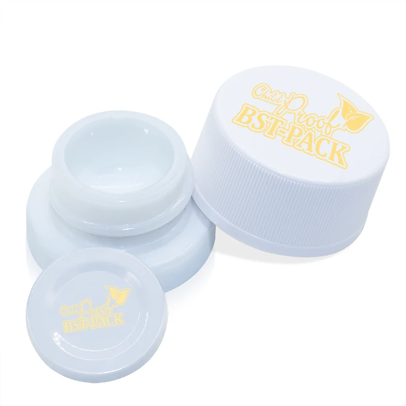 Wholesale custom 3ml 5ml 7ml 9ml transparent round child proof safe concentrates glass jar with metal gasket child resistant cap