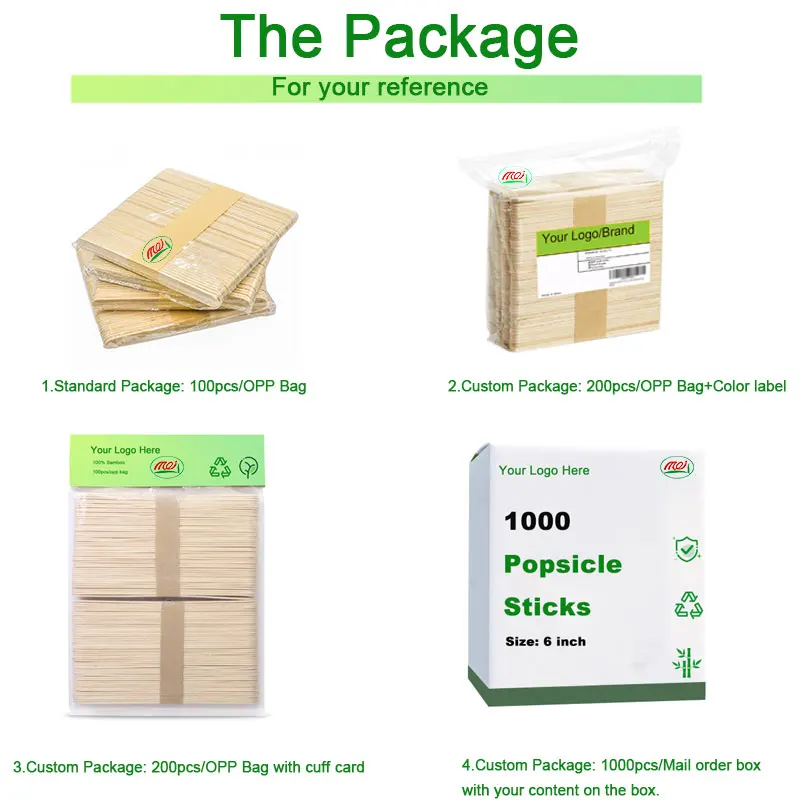 Ice Cream Sticks Natural Wood Popsicle Craft Sticks 4.5 inch Length