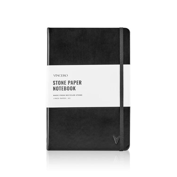 Hot selling  A5 stone paper waterproof notebook black PU cover