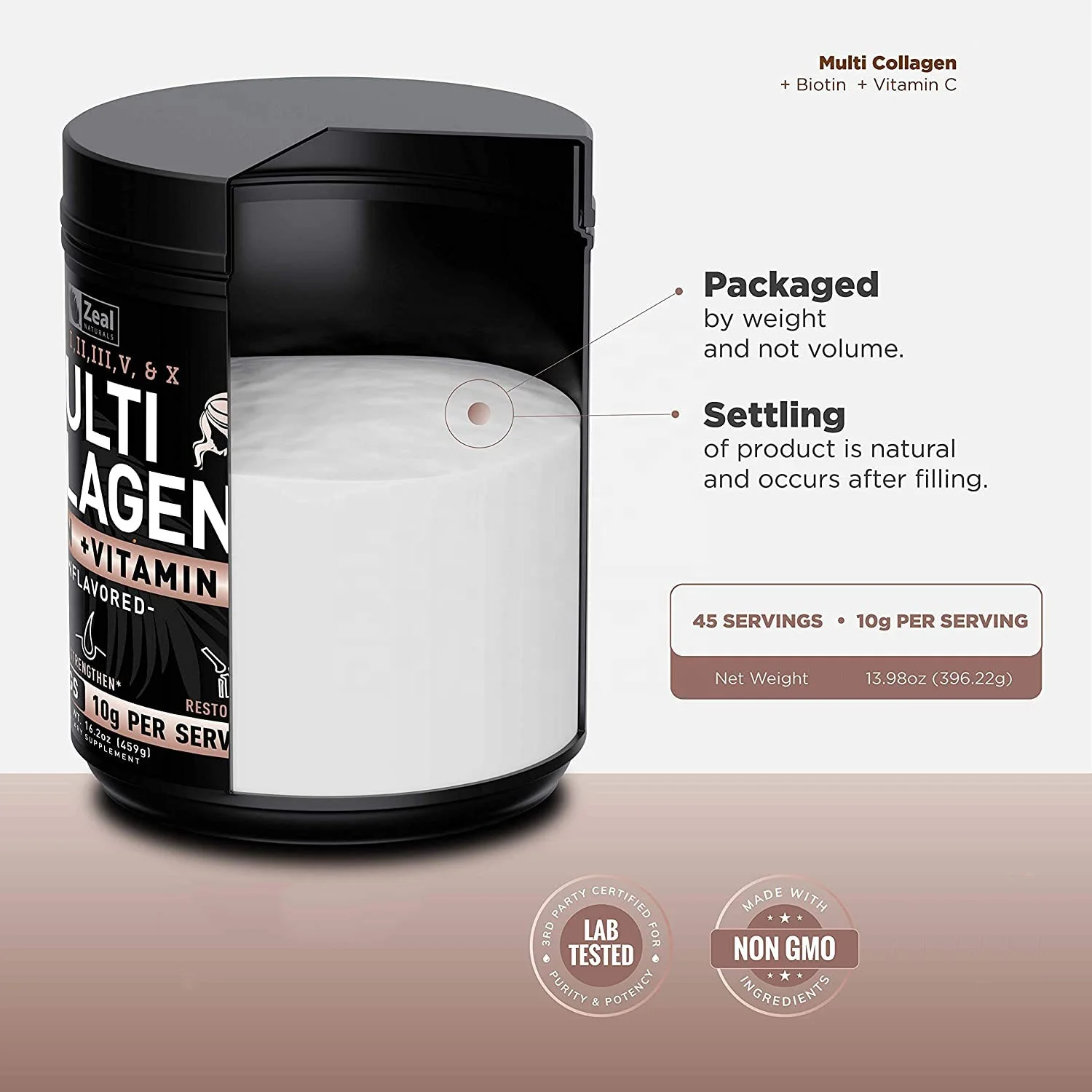 Wholesaler OEM best selling Sugar free Multi Collagen Peptides Protein Powder with Vitamin C powder for Hair Skin and Nails