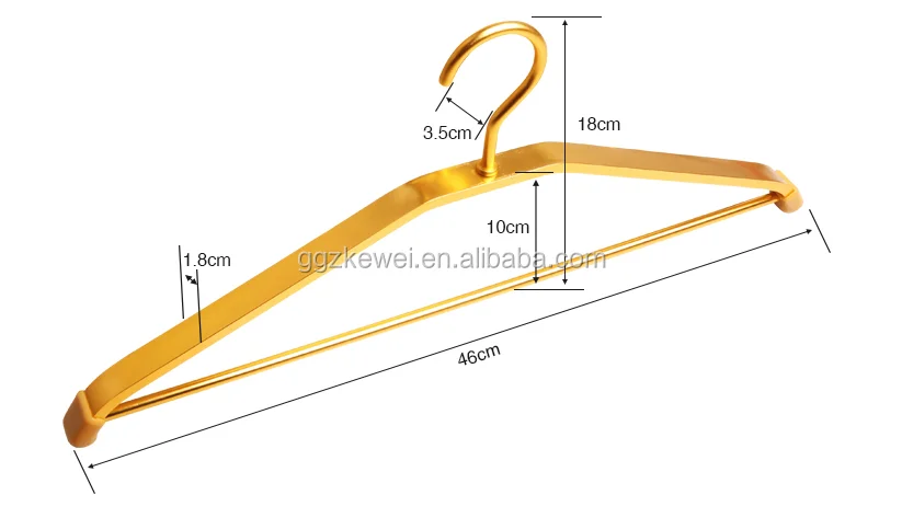 YH-8101 factory wholesale high quality metal aluminum gold color adult pants shirt coat laundry clothes hanger for cloth