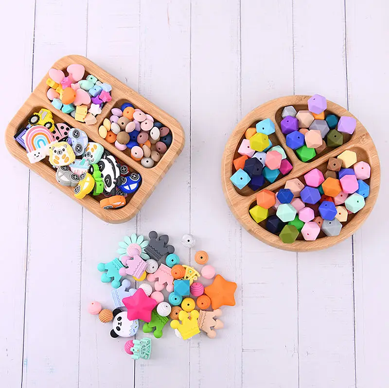 9MM  12MM 15MM 19MM Silicon Focal Beads Pacifier Chain Clips Chewing Dusty Rose Silicon Teething Beads For Baby