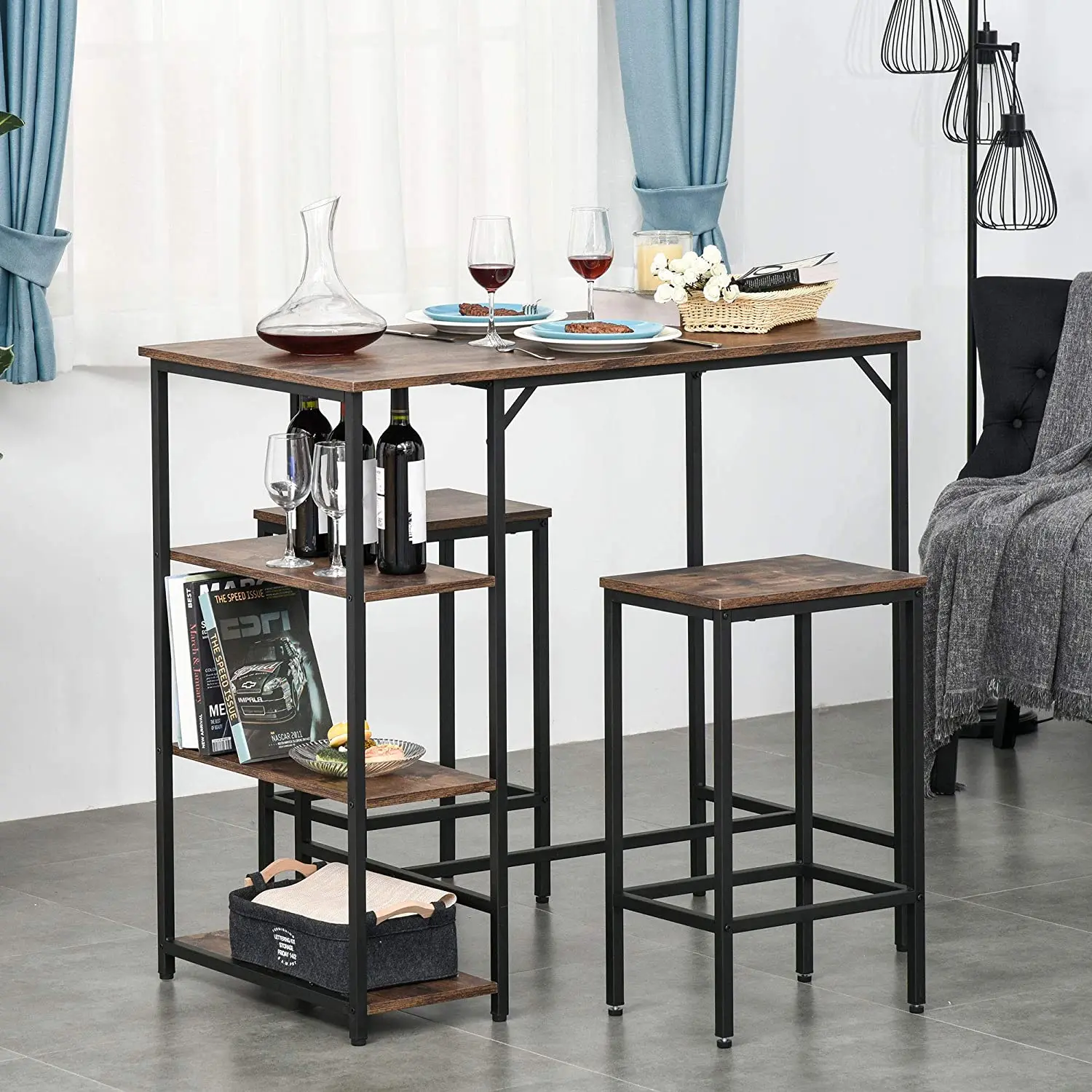 Simple Cheap Furniture Customized Industrial Rustic Brown Bar Table Kitchen Dining Table