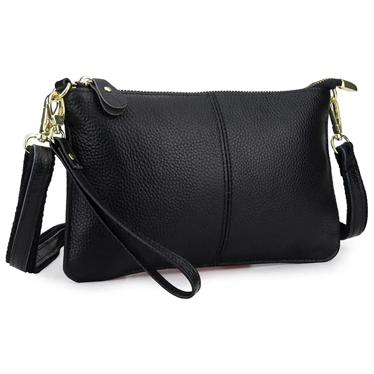 Pocketbook multicolor black leather satchel small ladies hand bags shoulder handbags genuine leather clutch bags for women