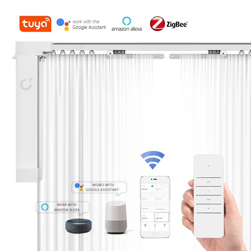 Hot Products Electric Smart Zigbee Motorized Track Curtain Motor  Work With Google Home