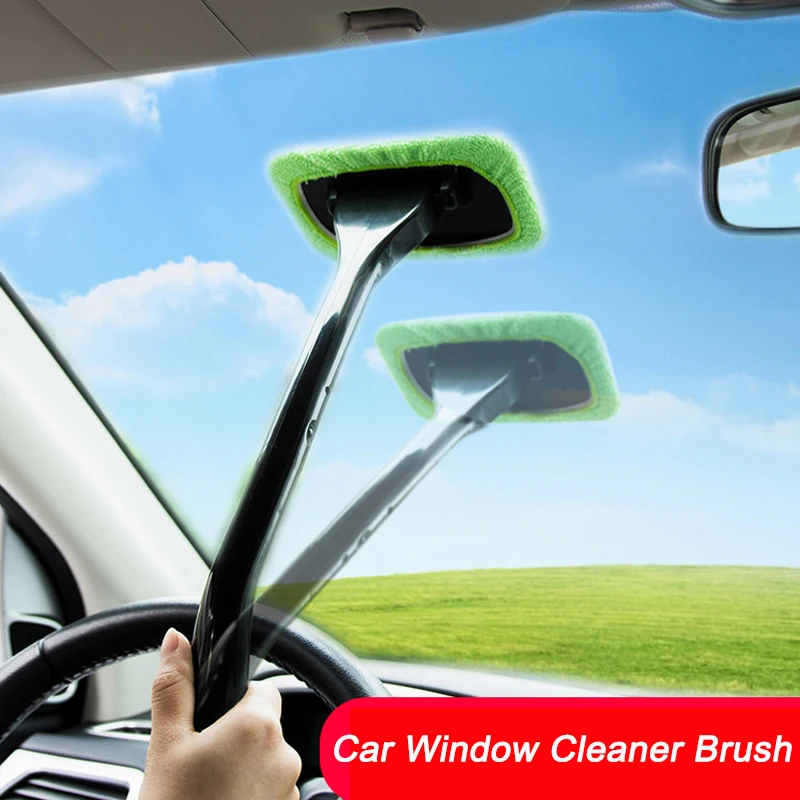 SS25 Car Window Cleaner Brush Windshield Wiper Microfiber Wiper Cleaner Cleaning Brush Auto Cleaning Wash Tool With Long Handle