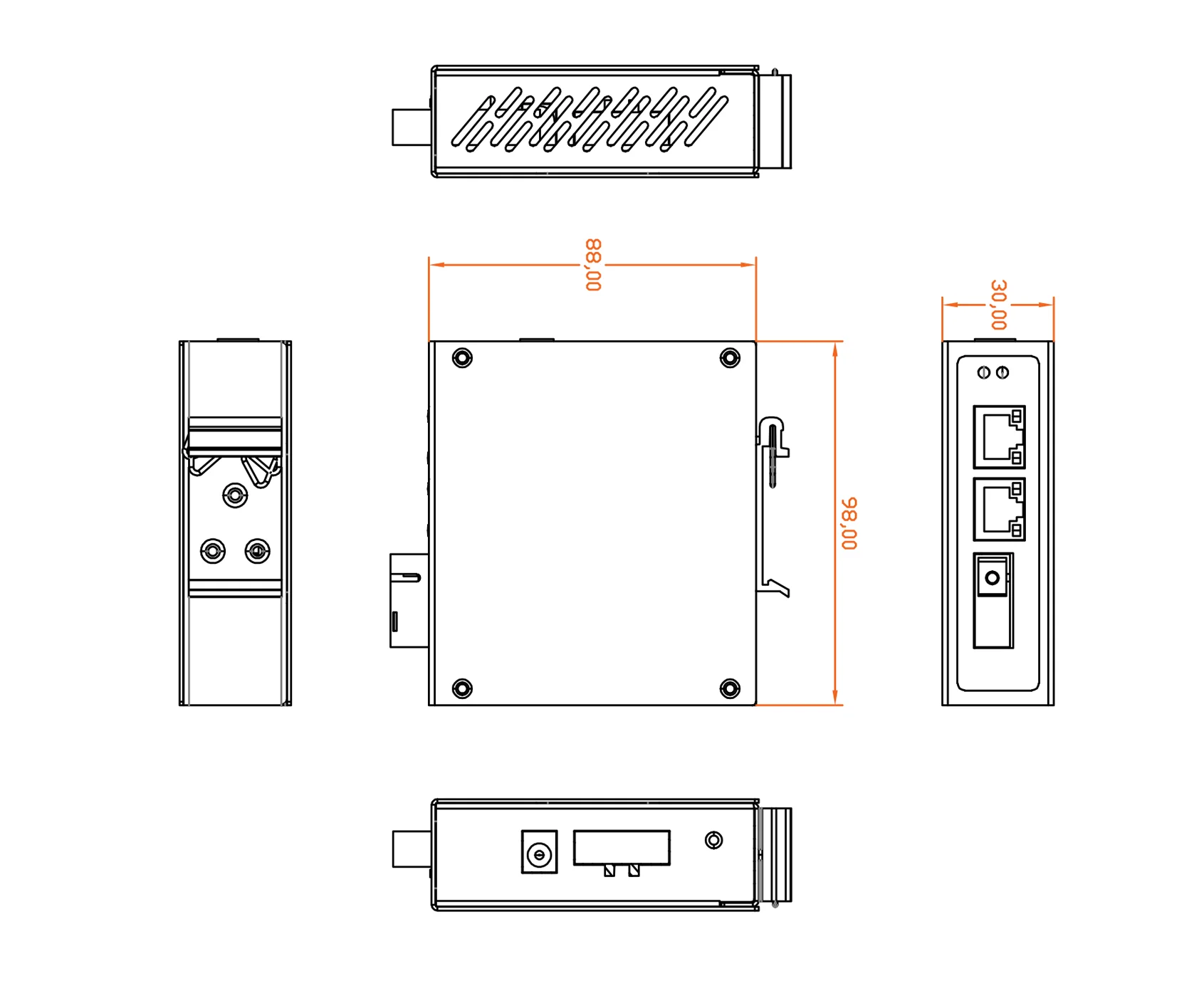 HZGWS manufacturer 24V Industrial Ethernet Fiber Switch 3*10/100/1000M RJ45 ports 1*SFP slot Fanless