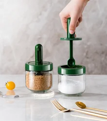 Pinmoo Clear Seasoning Salt Pepper Bottle Glass Shaker Bottle Jam Spice Jar Container with Spoon