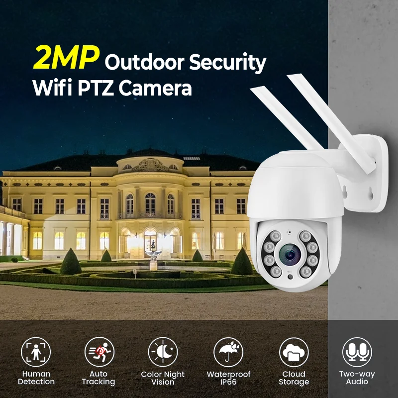 Full HD 1080P colorful night vision wireless ip dome ptz camera outdoor smart auto tracking cctv security icsee wifi ptz camera