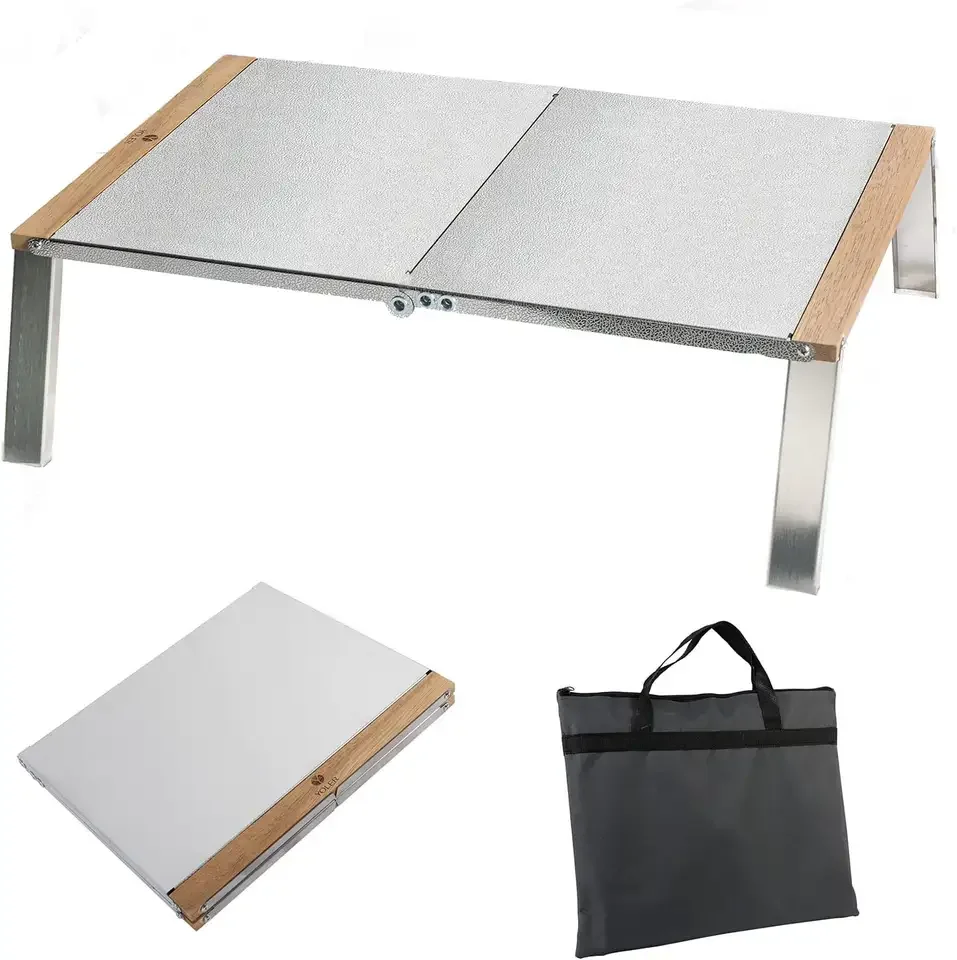 LARIBON Portable Small Rectangle Folding Table Japanese Tent Lying On The Ground Beech Edge Stainless Steel Outdoor Picnic table