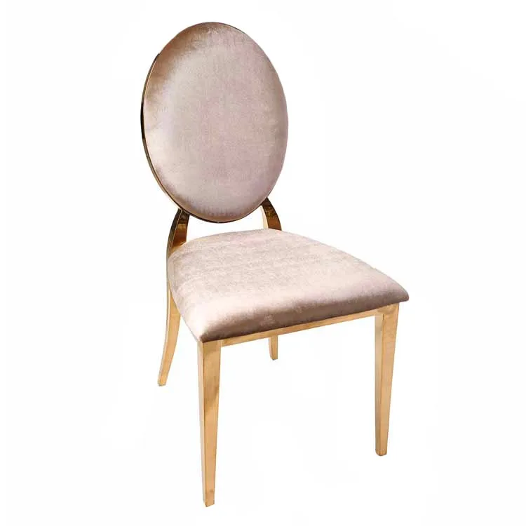 Professional Hotel Decoration Use Gold Stackable Round Back Stainless Steel Chairs For Sale