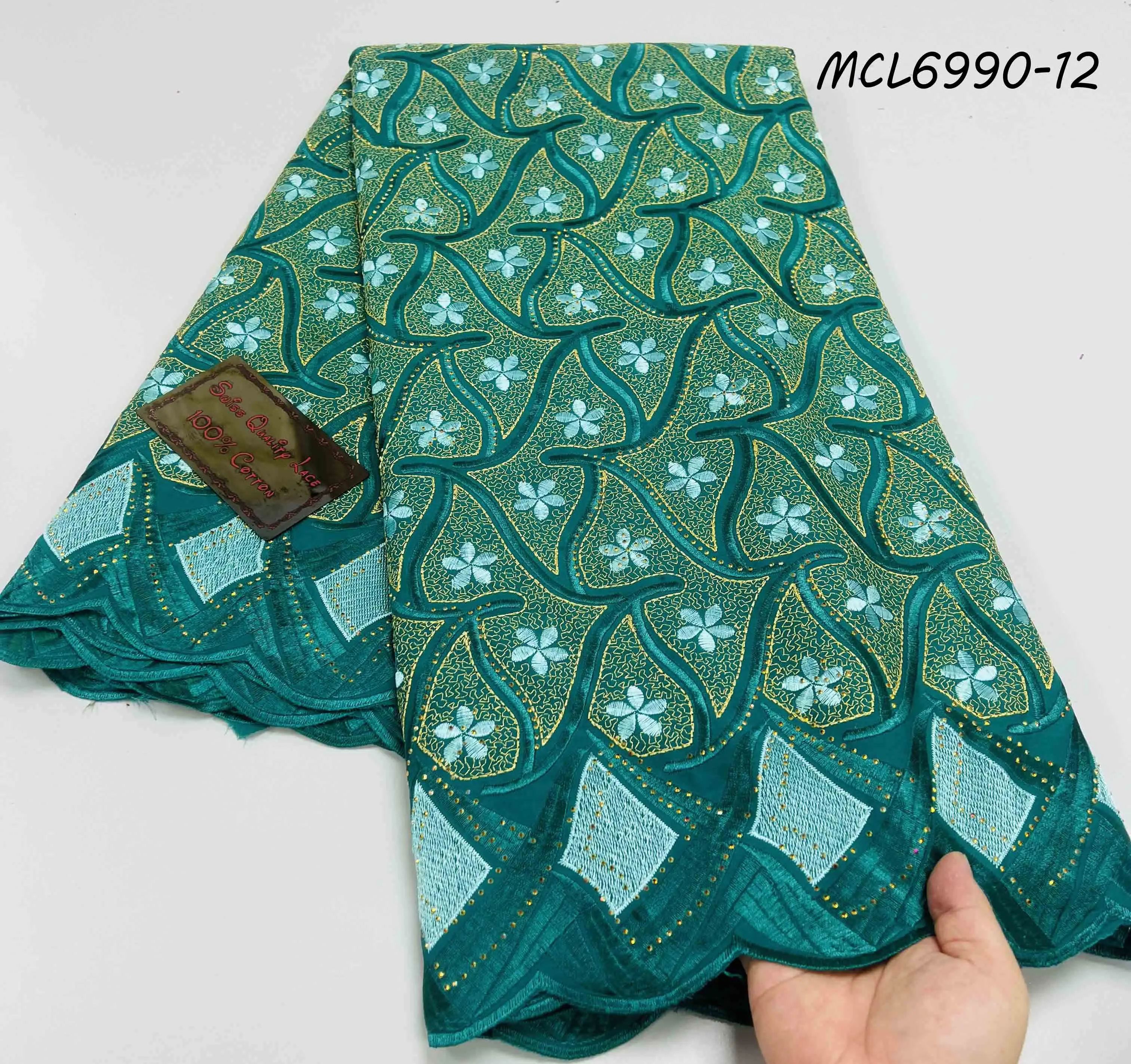 2024 Latest lafaya Swiss voile Lace Fabric 100% Cotton Embroidery High Quality African French Cotton Laces Fabrics 5 Yards