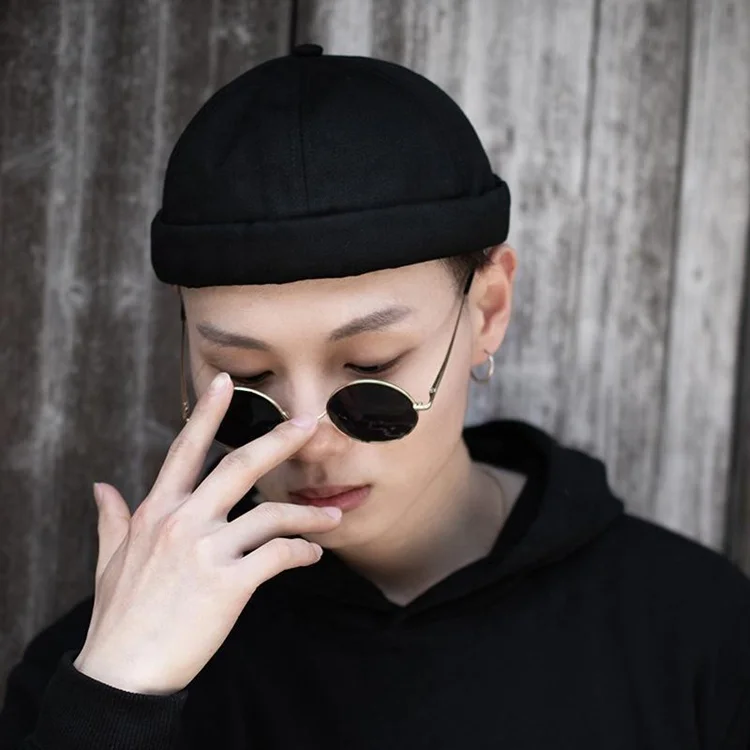 Fashion Unisex Pumpkin Vintage Navy Beanies Loop Beanie Brimless Cap Men Street Casual Docker Sailor Biker Hat