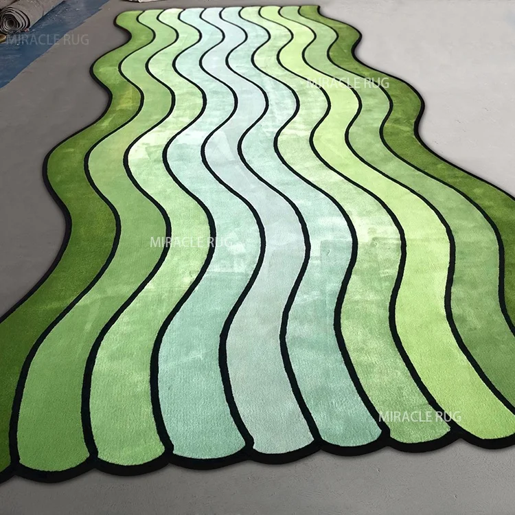 Farmhouse Room Green Gray Area Rugs for Home Office Bedroom Modern Geometry Indoor Geometric Swirls Pattern Floor Mat Carpet