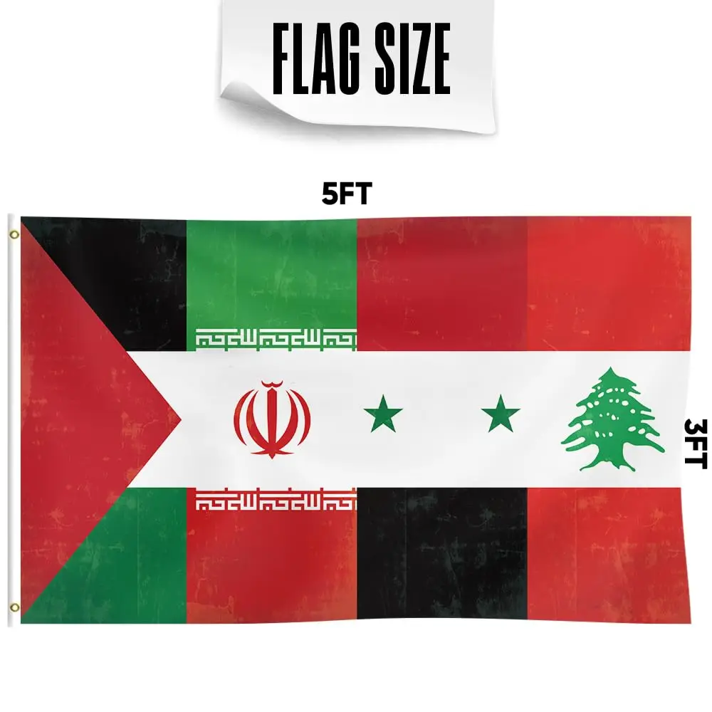 Flagnshow 90x150 cm waterproof 100% polyester Palestine Lebanon Iran Syria Flag