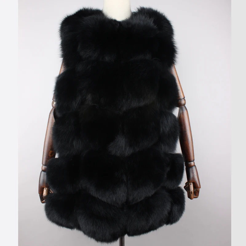 
Custom Winter Lady Fur Coat Wholesale Fox Fur Coat Warm Long Real Fox Fur Vest Women 