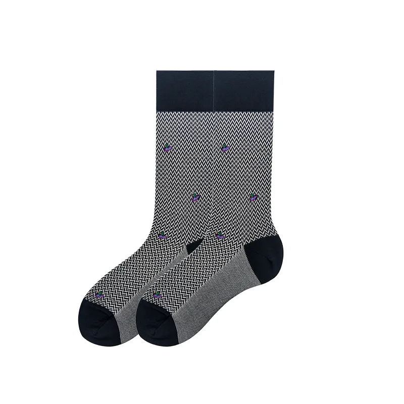 OEM Custom High Quality Men Mercerized Cotton Solid Dress Socks 240N Jacquard Seamless Business Socks Italy Design