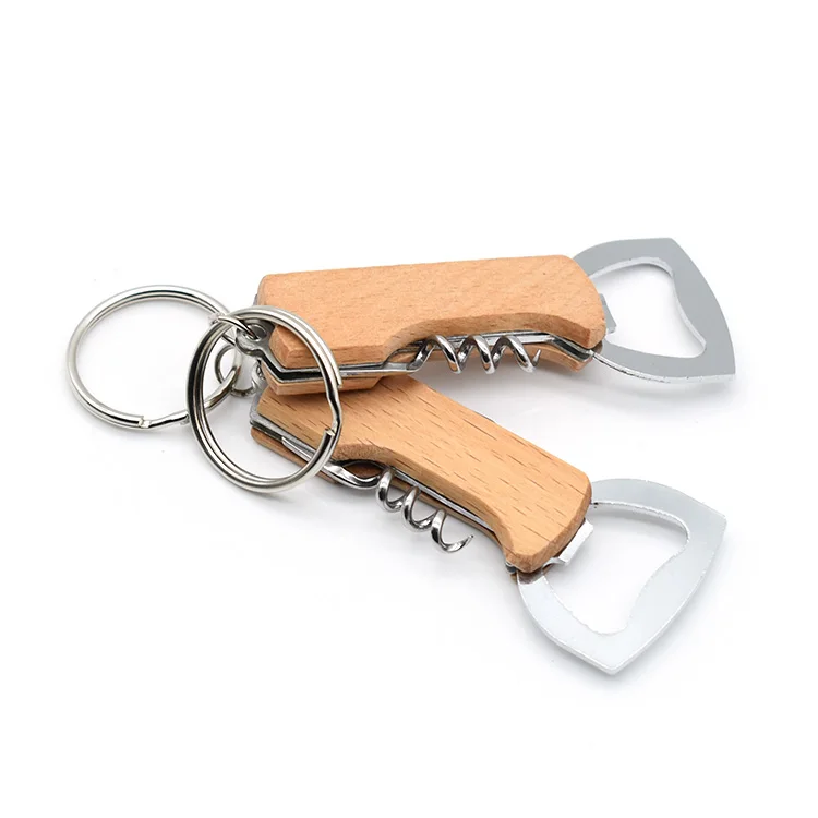 Wholesale hot selling wooden metal bottle opener high quality multi purpose key chain bottle opener  for wine beer