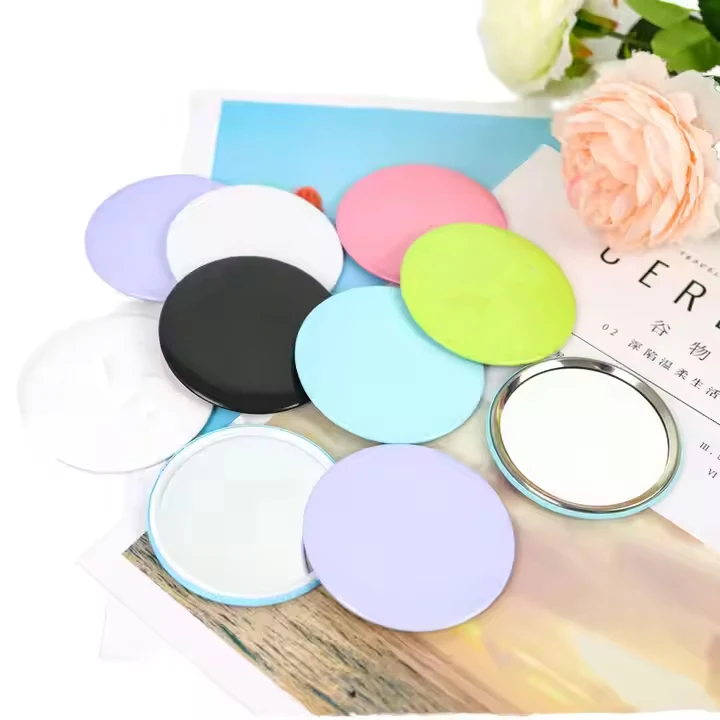 HMU Promotional Gift Wholesale Portable Small Round Cosmetic Pocket Mirror Custom Logo Mini Makeup Mirror