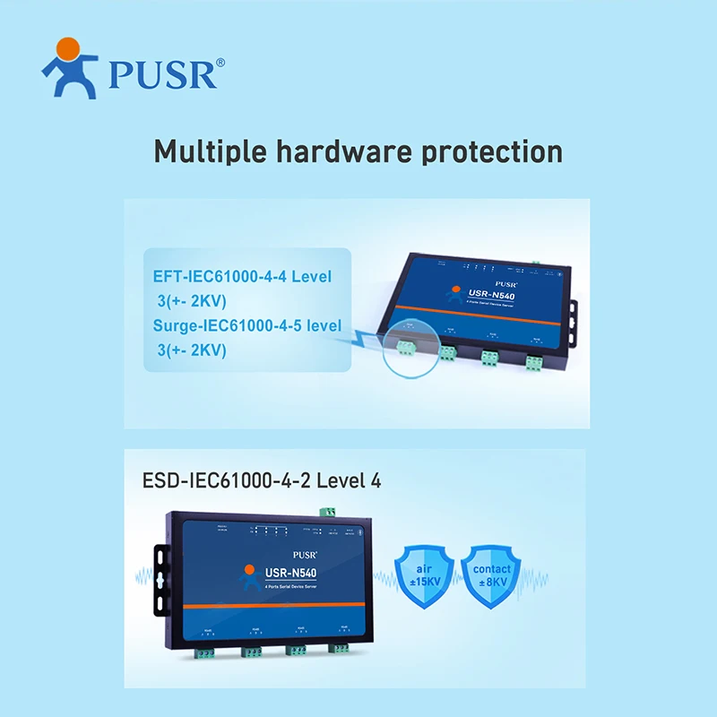 USR-N540 H7-4 Version Serial Ethernet Server TCP IP to RS485 Converter with Four Ports HTTPD Client Supported