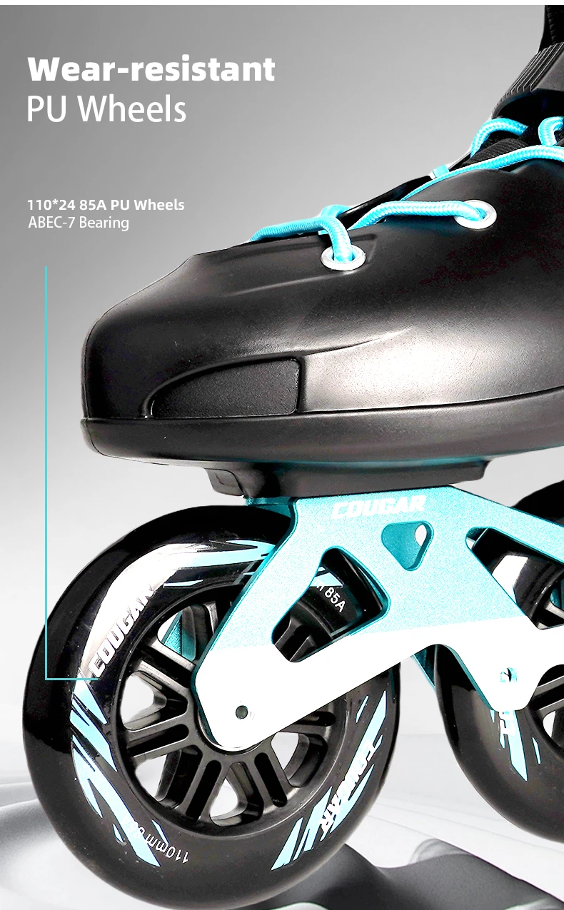 Customizable Adult Inline Skates 3 Wheels Professional Unisex Patines Black Shoes Skating COUGAR MZS305