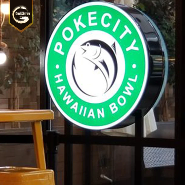 Best price outdoor  circle LED advertising light box letters wall mounted led logo printed round light boxes with brackets