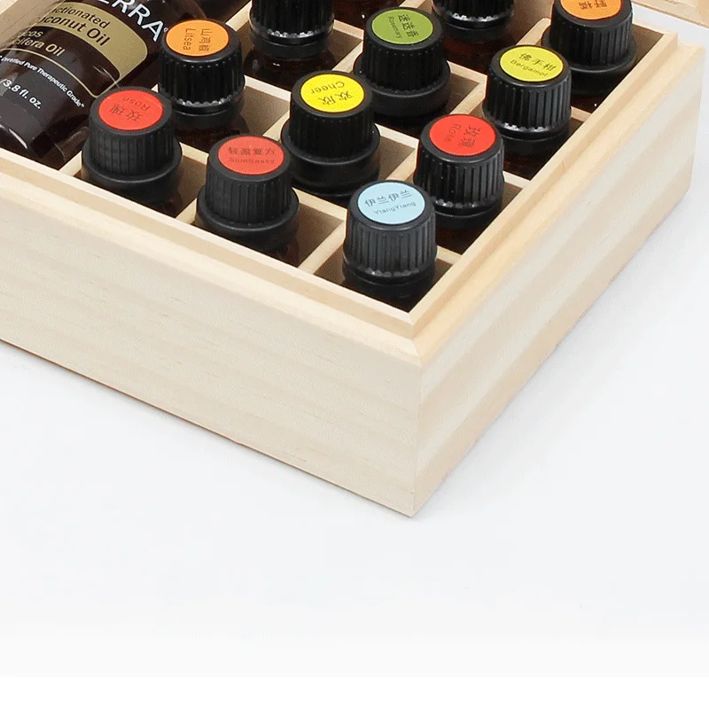 In Stock Handmade Solid Wooden Essential Oil Box 12 Grid Custom Wooden Box