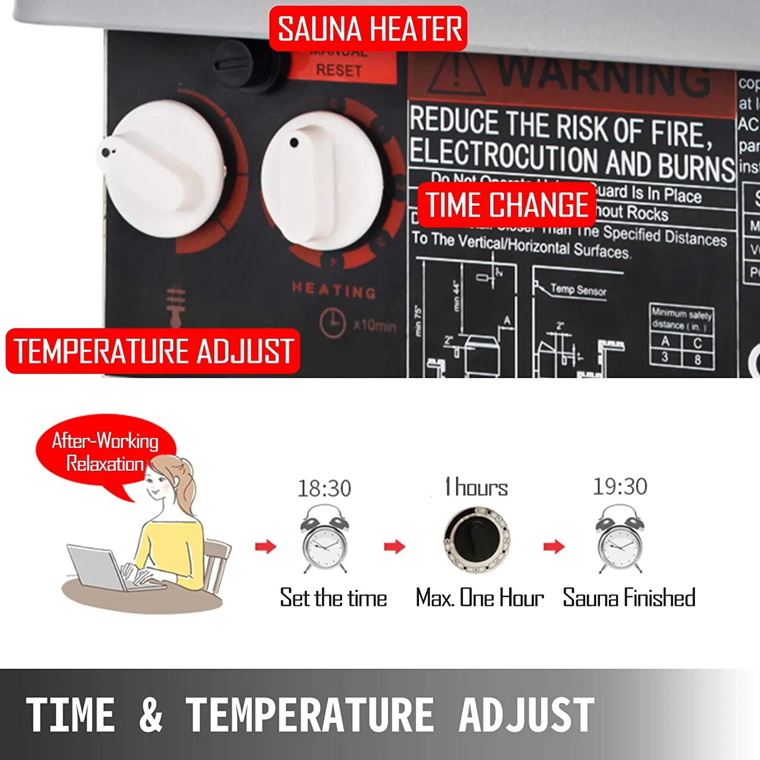 Electric Sauna Heater Sauna Stove Dry Steam Bath with Internal Controller Spa Shower for Home Hotel Stainless Steel Sauna Room