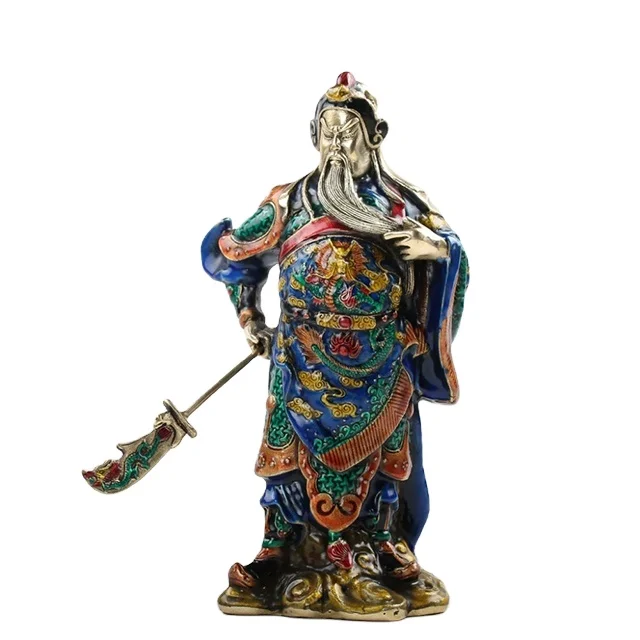 
custom resin figurine China folk small guan gong cloisonne enamel craft 