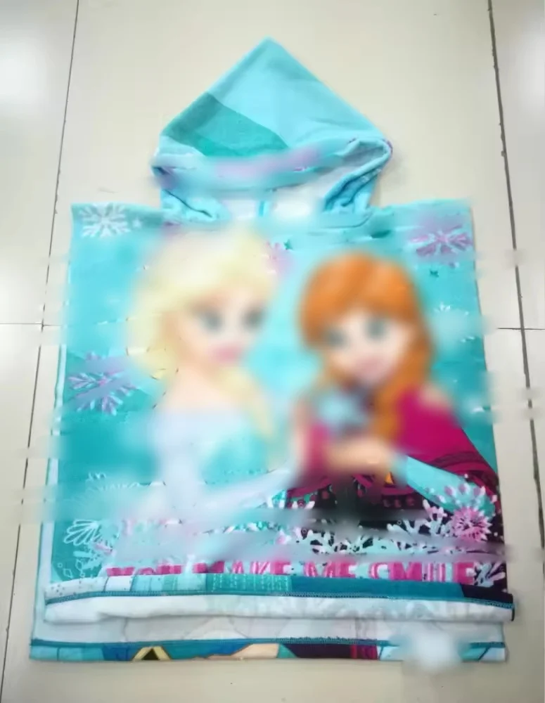 100% cotton full color printed kids hooded bath towel