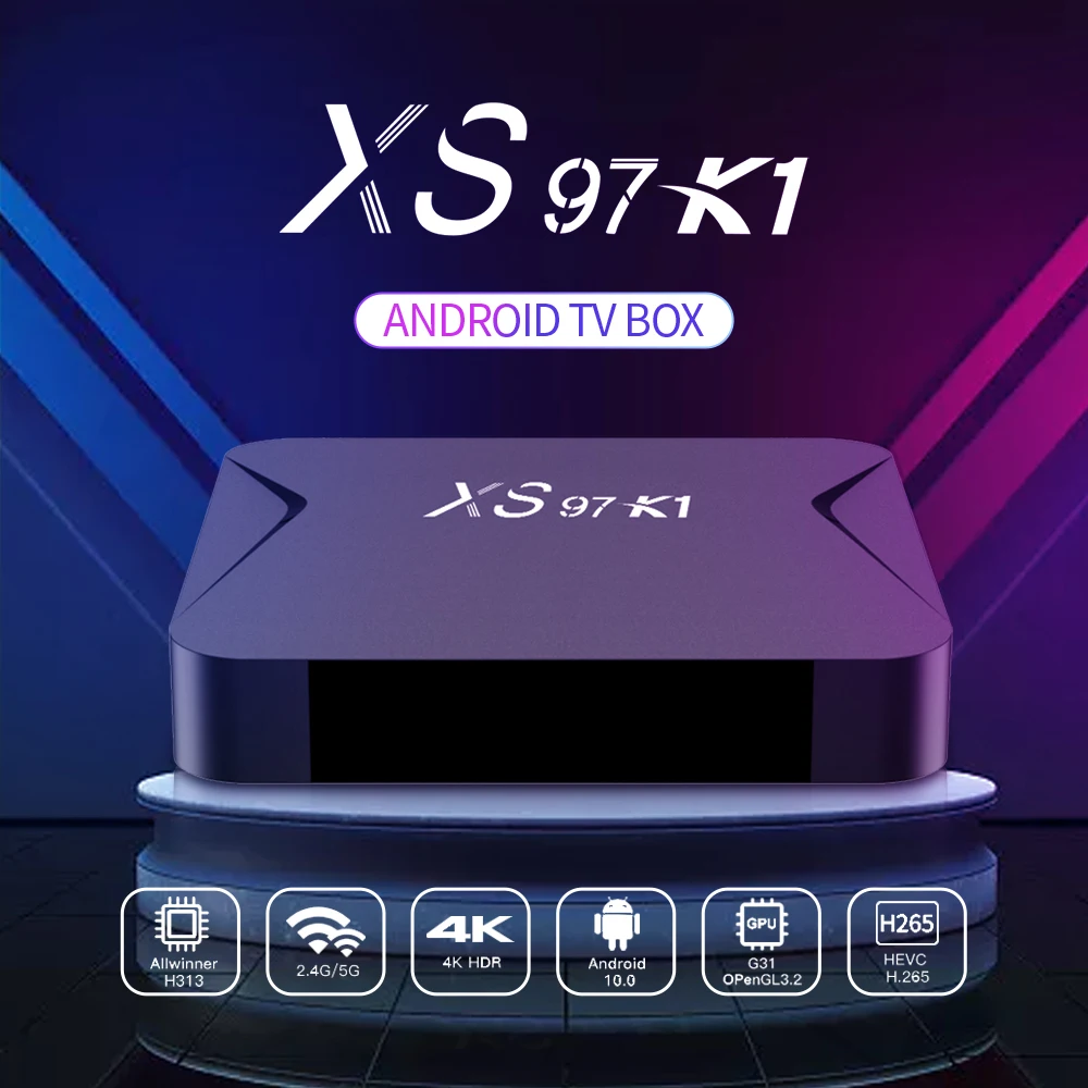 New Product Ideas 2025 Allwinner H313 XS97 K1  Android 10.0 Strong 4K Android Tv Box With Youtube