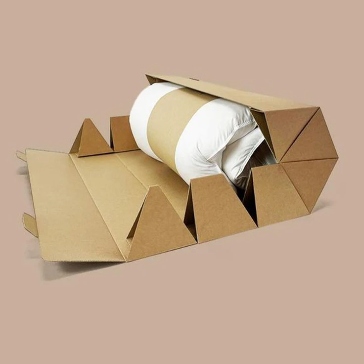 custom size corrugated kraft  roll type hexagonal box sustainability Eco friend mailer box for clothing or shoes shipping