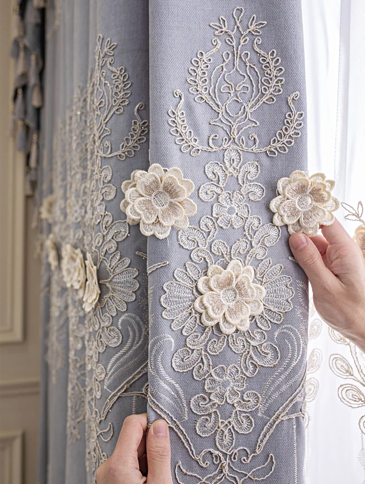 Sunny Textile High Grade Embossed Embroidered Curtains Finished Curtain