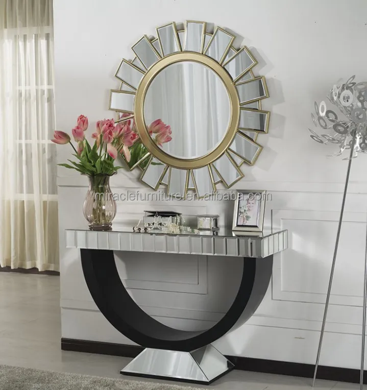 2021 Top Selling Crushed Design Console Table Mirrored Hallway Table For Living Room