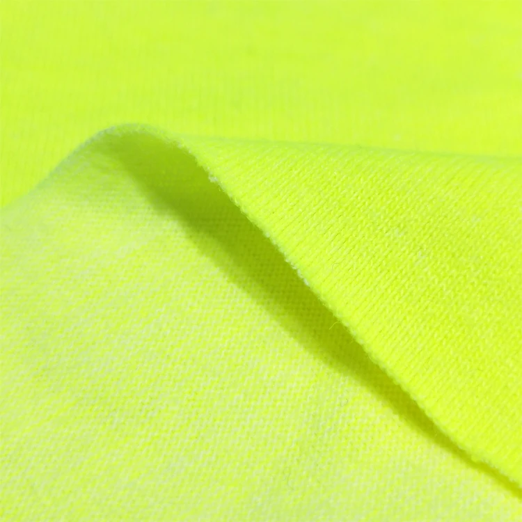 Wholesale EN20471 6.5oz High Visibility Modacrylic Cotton 60/40 Knit Interlock Fluorescent Yellow Fire Retardant Fabric