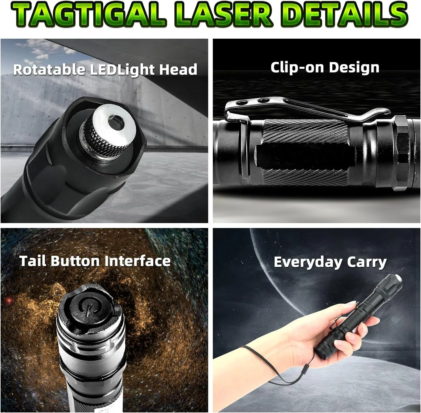 Tactical Long Range Green Laser Pointer Rechargeable high lumen green lazer flashlight with Adjustable Focus
