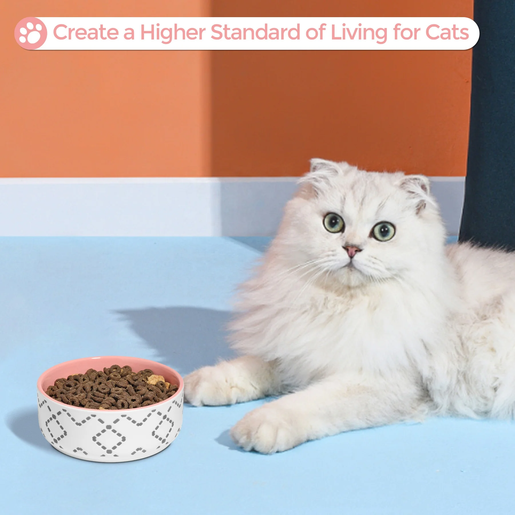 Hot sale easy to clean non-slip cat food bowl pet supplies newest pet bowl design 2021 customized pet ceramic water bowl design