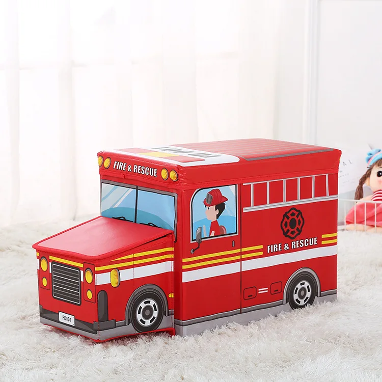 Car Storage Box Foldable Children Toy Bins Organizer  Bus Shape Toys Organizer