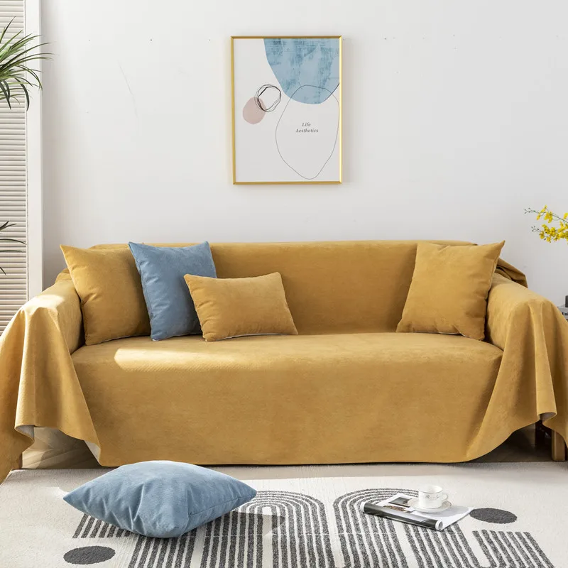 Solid Color Water Proof Cut Velvet Throw Sofa Towel For Four Seasons Universal Non-slip Couch Sofa Slipcover Blanket For Home