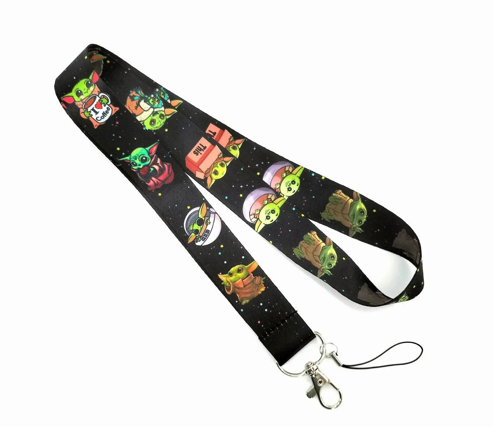 Custom Logo Cute Cartoon Star Baby Yoda Wars Lanyard Wholesale Phone Lanyards Polyester Anti-Lost Promotional Gift Neck Strap