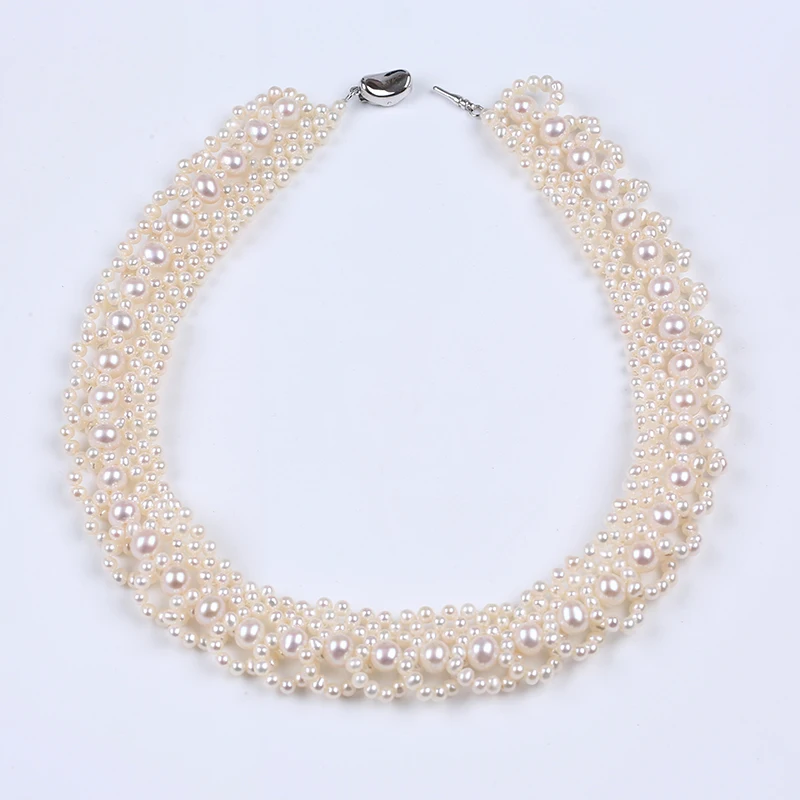 2.5-3mm Potato Pearl 925 Sterling Silver Accessories Natural Fresh Water Potato Pearl Choker Necklace Jewelry