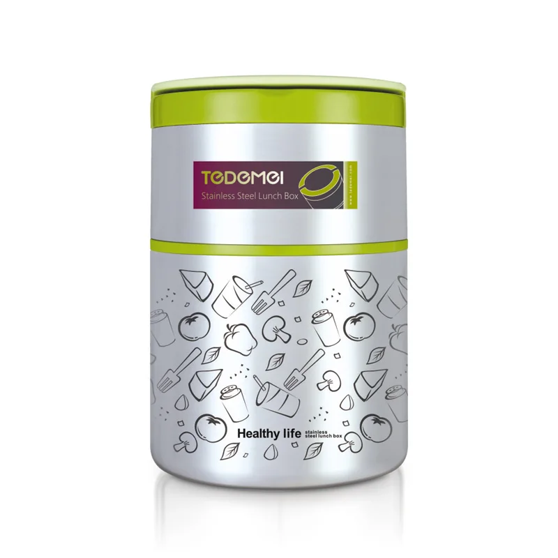 Wholesale New Homio Tedemei 930ML high qty portable leak-proof round 2 layers inner 304 stainless steel student worker lunch box
