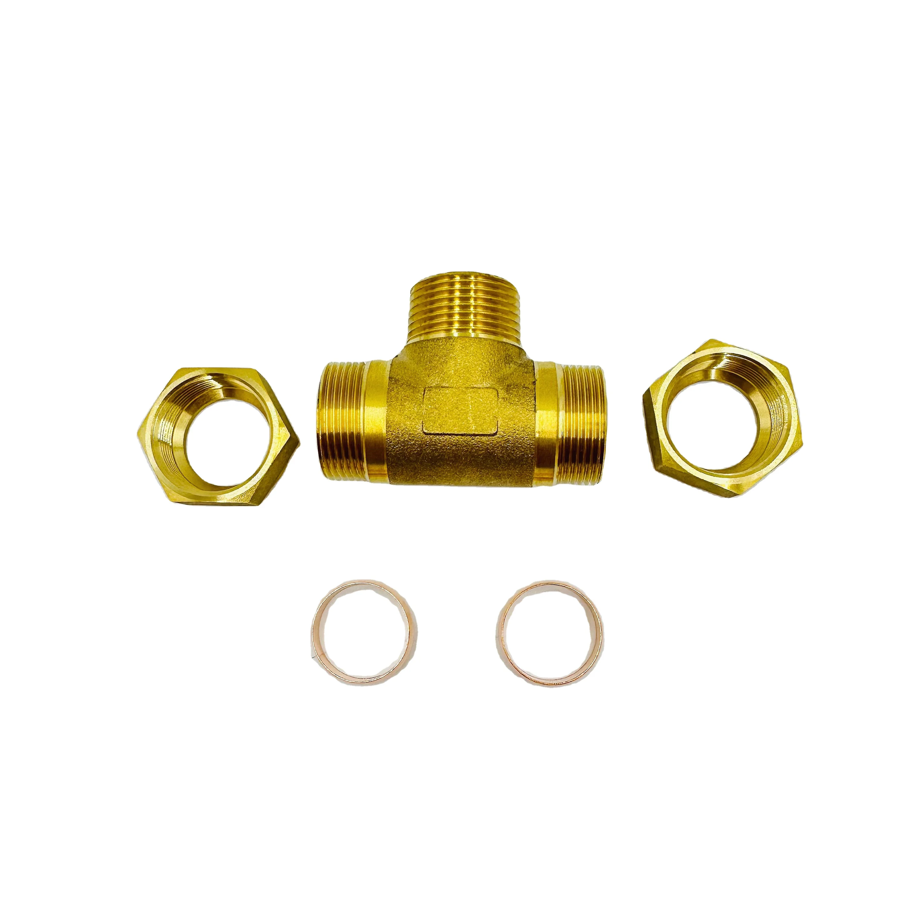 Factory Tee Copper Fittings Valves 22mm Male Brass Pipe Tee Compression Fitting Connector