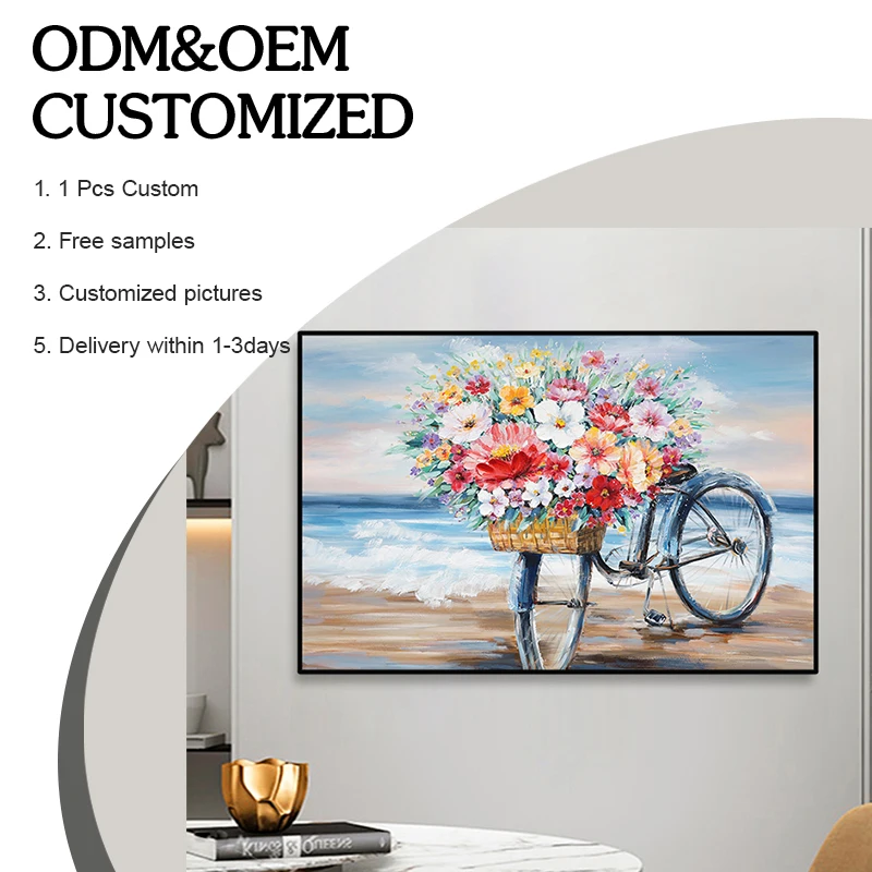 Flowers  Modern Oil Paintings  Custom 100% Handmade Oil Painting hand-painted For Living Room Decoration Painting