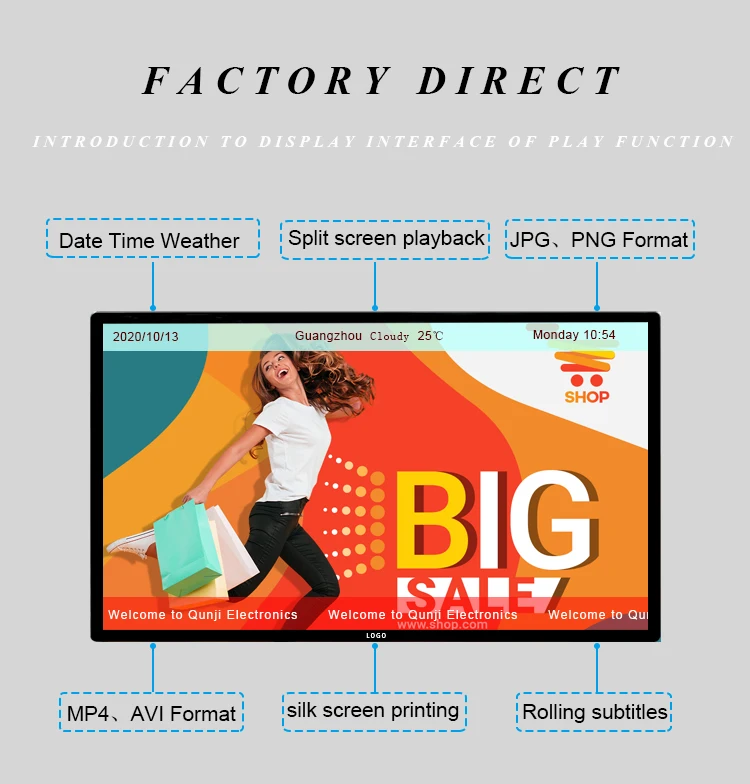 lcd advertising led display vertical horizontal advertising monitor