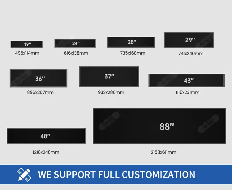 Supermarket 23 Inch Wide Digital Advertising Signage Edge Shelf Stretched Bar Lcd Display
