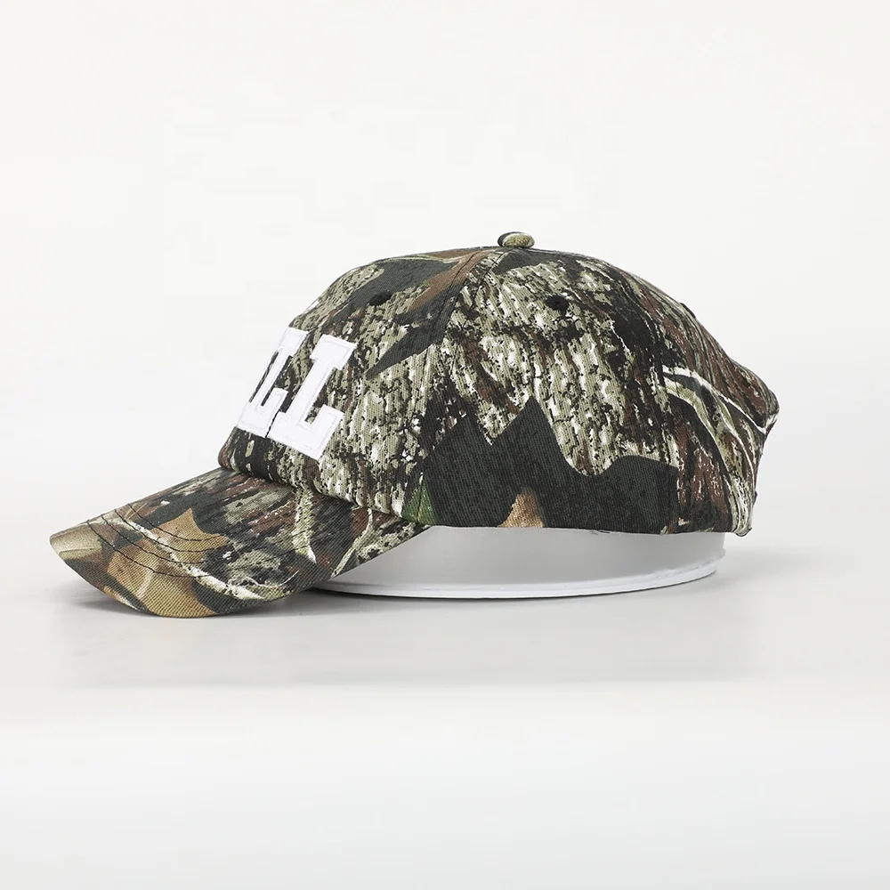 Wholesale Custom 6 Panel Outdoor Sport Hat High Quality Embroidery Logo Army Green Camo Cotton Gorras Classics Baseball Cap